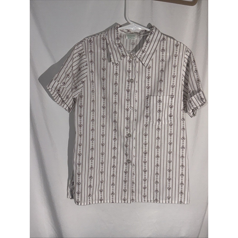Vintage Girl Scout Brownie Uniform Shirt Size 10 Short Sleeve 1980s 1990s